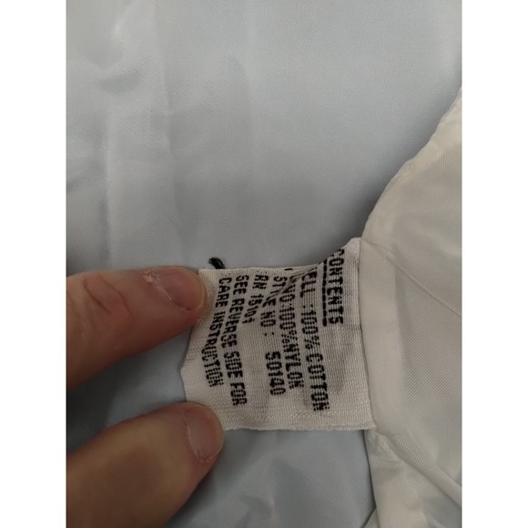 Women's MED White Blue Jacket Snaps Long Sleeve Stripes Pockets Cotton Nylon - Picture 4 of 6